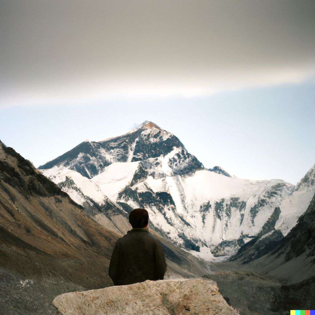 someone gazing at Mount Everest, photograph taken on Kodak Portra 160 film